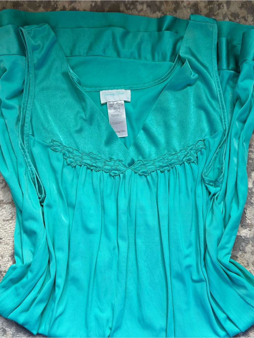 Vanity Fair S  Turquoise V-Neck Sleeveless Camisole Slip Dress